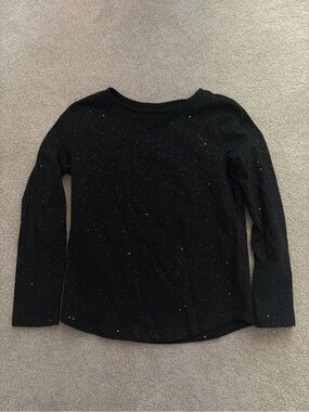 Cat & Jack Black Long Sleeve Tee with Silver Glitter Specks